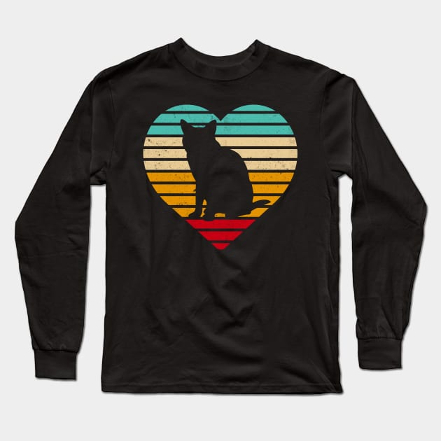 Cat Heart Fun Retro Vintage Funny Cats Long Sleeve T-Shirt by Foxxy Merch